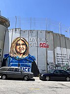 Shireen Abu Akleh graffiti on the West Bank barrier in Bethlehem