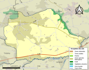 Carte en couleurs présentant l'occupation des sols.