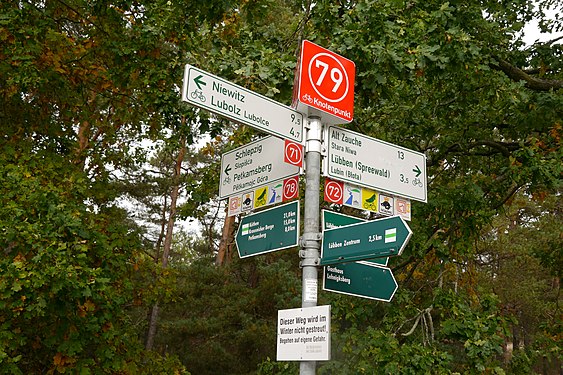 A node sign at node 79 points to nodes 71, 72, and 78. Dahme-Spreewald in Germany.