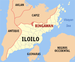 Mapa de Provincia de Iloílo con Bingawan resaltado