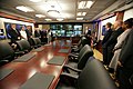 President George W. Bush delivers remarks during the ribbon-cutting ceremony for the newly renovated White House Situation Room Friday, May 18, 2007