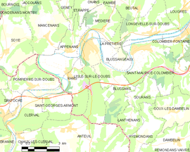 Mapa obce L’Isle-sur-le-Doubs