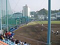 Ballenvanger in een honkbalstadion