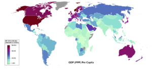Mapa do mundo com vários países pintados em cores distintas