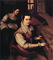 Selbstporträt am Spinett mit einer Dienerin (1577)