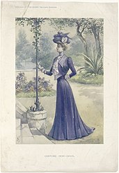 Jurk voor half-rouw (1900): behalve zwart mag men dan ook grijs, wit of violet dragen