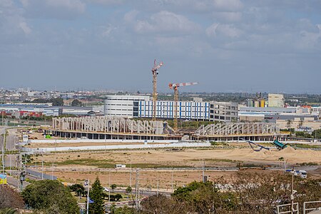 בניית אצטדיון אשדוד במבט מגבעת יונה, מרץ 2024