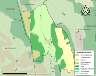 Carte en couleurs présentant l'occupation des sols.