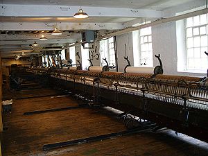 A working Mule spinning machine at Quarry Bank Mill.
