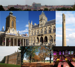 Northamptonin keskusta; Kaikkien pyhien kirkko; Kaupungintalo; Kansallinen Hissitorni; Delaprén luostari; Abington-puisto; Kauppatori