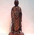 Japanese wooden statue of Bodhisattva Jizō, with applied gold relief, Kamakura period