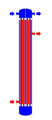 Fig. 2: Shell and tube heat exchanger, 2-pass tube side (1–2 crossflow)