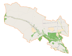 Mapa konturowa gminy Sułoszowa, blisko centrum po prawej na dole znajduje się punkt z opisem „Zamek Pieskowa Skała”