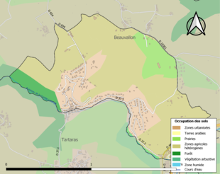 Carte en couleurs présentant l'occupation des sols.