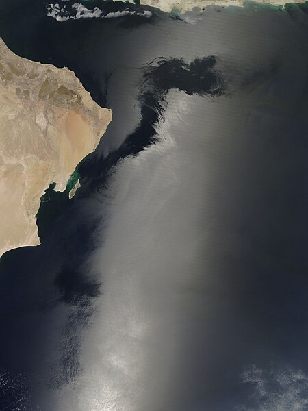 File:Wind patterns in sun glint on the Arabian Sea (MODIS 2017-04-17).jpg