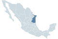 Locator map for the state of Tamaulipas within Mexico.