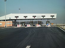 A five lane toll plaza