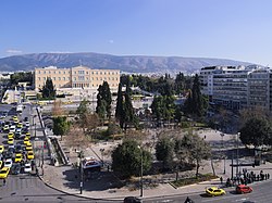 View of Syntagma Square and the Old Royal Palace from atop the Pallis Mansion