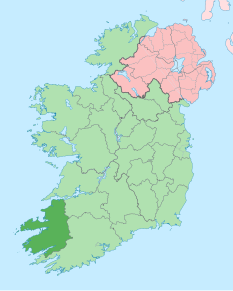 Poziția regiunii Contae Chiarraí County Kerry Comitatul Kerry