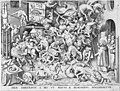 La Chute du magicien, gravure de Pieter van der Heyden d'après Pieter Brueghel l'Ancien, Anvers, Jérôme Cock, 1565.