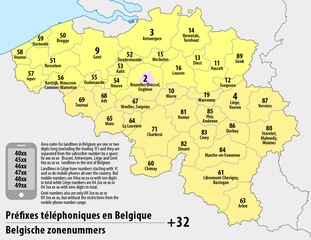 Telefonvorwahlen in Belgien