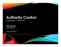 (Ingelesez) Authority Control. Wikipedia + Wikidata (pdf, 19 orr.)