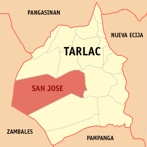 Bản đồ Tarlac với vị trí của San Jose