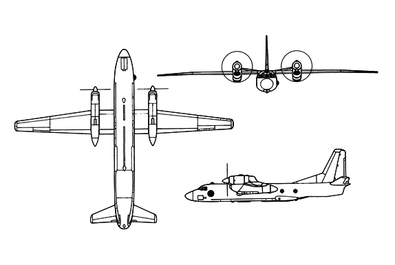 Projecció ortogràfica de l'An-32.