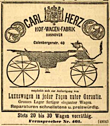 File:1889-11-03 Hannoverscher Courier Annonce Carl Herz Hof-Wagen-Fabrik Hannover, Calenbergerstraße 40.jpg