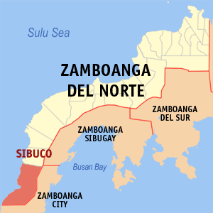 Mapa han Zamboanga del Norte nga nagpapakita kon hain nahamutangan an Sibuco