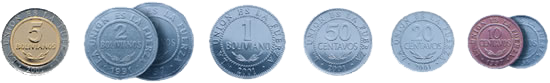 Bolivano- und Centavo-Münzen