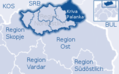 Die Karte Mazedoniens im Nordöstlicher Region