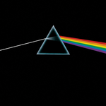 Original album artwork featuring an almost black cover with a triangular prism in the middle. A ray of white light enters the prism from the left and is refracted into colours as it comes out the right side.