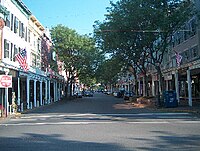 Roofed sidewalks in the Stockade District uptown