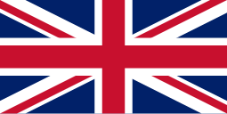 The Union Jack: a red cross over combined red and white saltires, all with white borders, over a dark blue background.