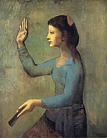 Pablo Picasso, 1905, Lady with a Fan (Femme à l'éventail), oil on canvas, 100.3 × 81 cm, National Gallery of Art, Washington, D.C.