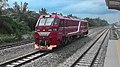 Lokomotif CC 300 14 01 di Stasiun Kuala Bingai yang sedang konstruksi