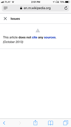 After tapping the link, the user is presented with the page issues overlay.