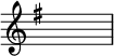 {\key g\major\override Staff.TimeSignature.stencil=##f \skip 1}\layout {indent = #0 line-width = #26 ragged-last = ##f}