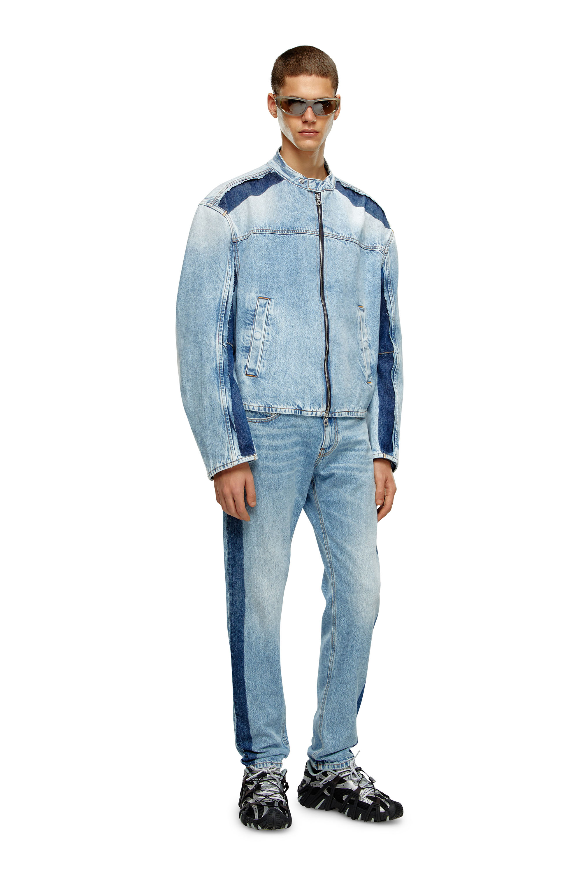 Diesel - D-MARGE-S1, Man Zipped jacket in two-tone denim in Blue - Image 2