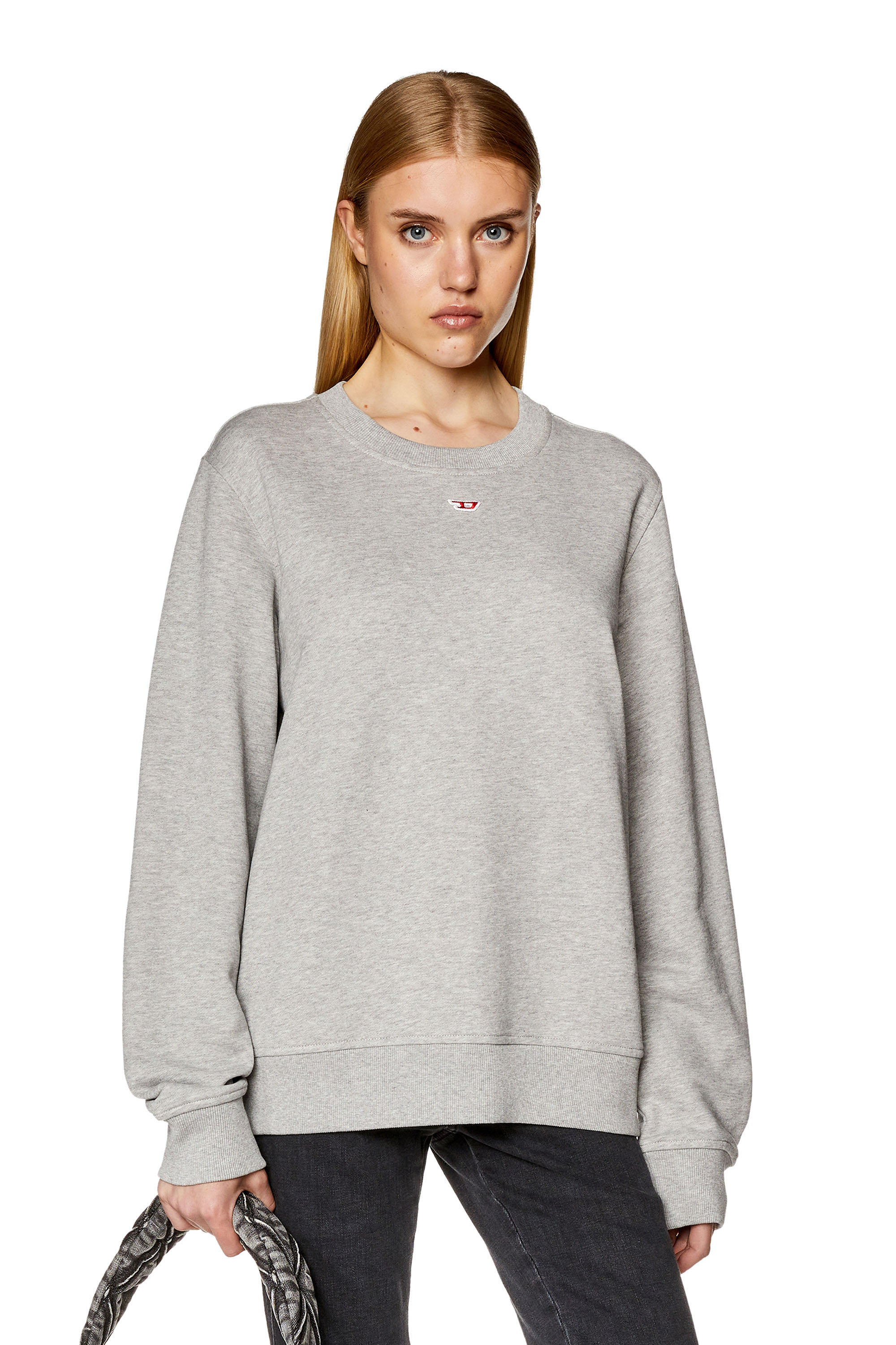 Diesel - S-GINN-D, Unisex Sweatshirt with mini D patch in Grey - Image 1