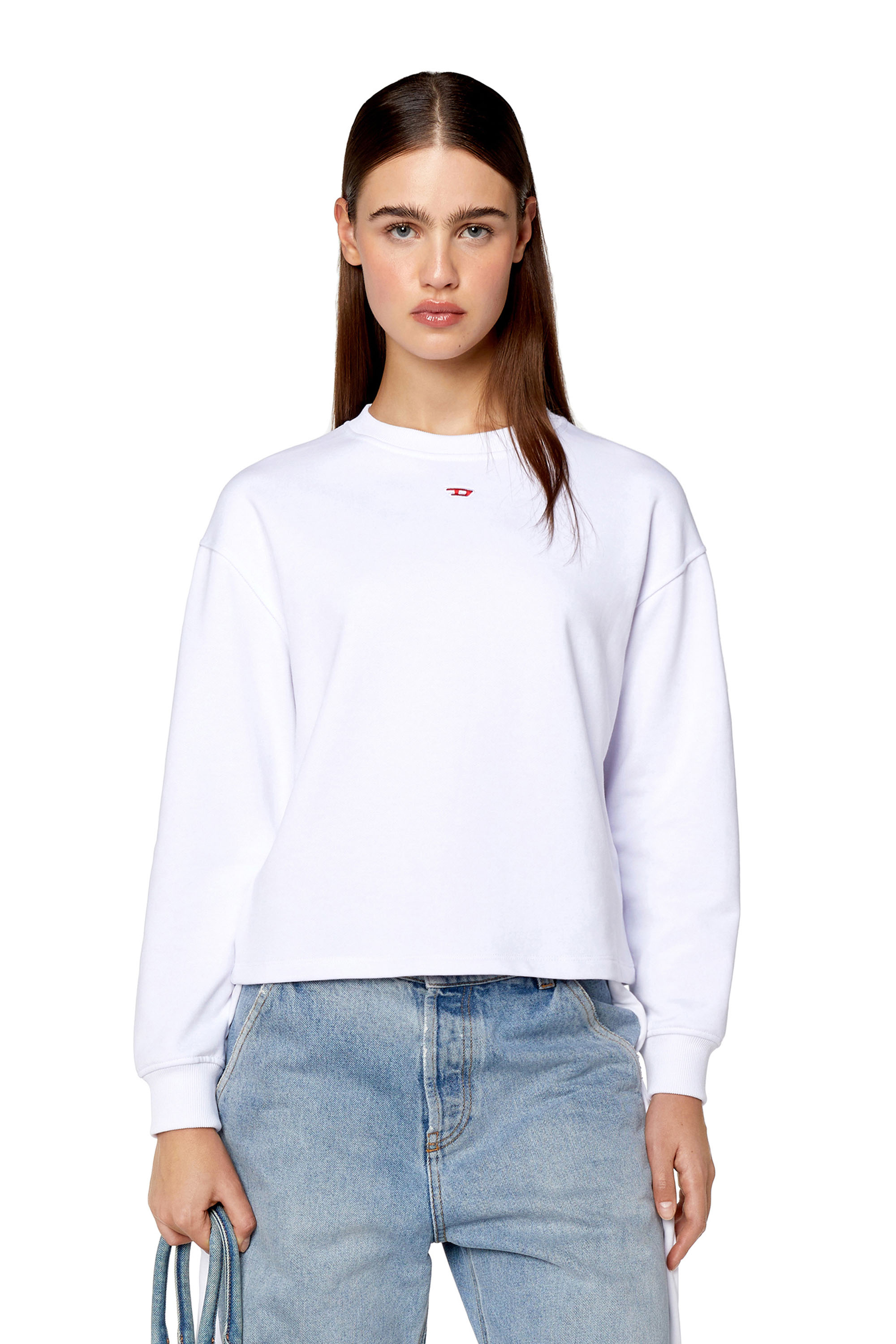 Diesel - F-JARAL-D, Woman Oversized sweatshirt with D patch in White - Image 1