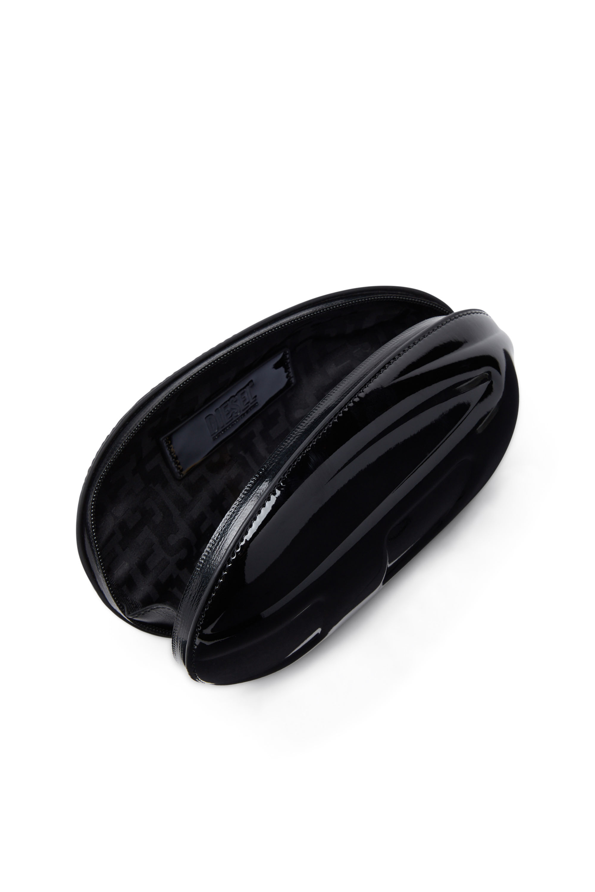 Diesel - 1-DR FOLD CLUTCH, Woman 1-DR Fold-Structured oval clutch in glossy PU in Black - Image 4