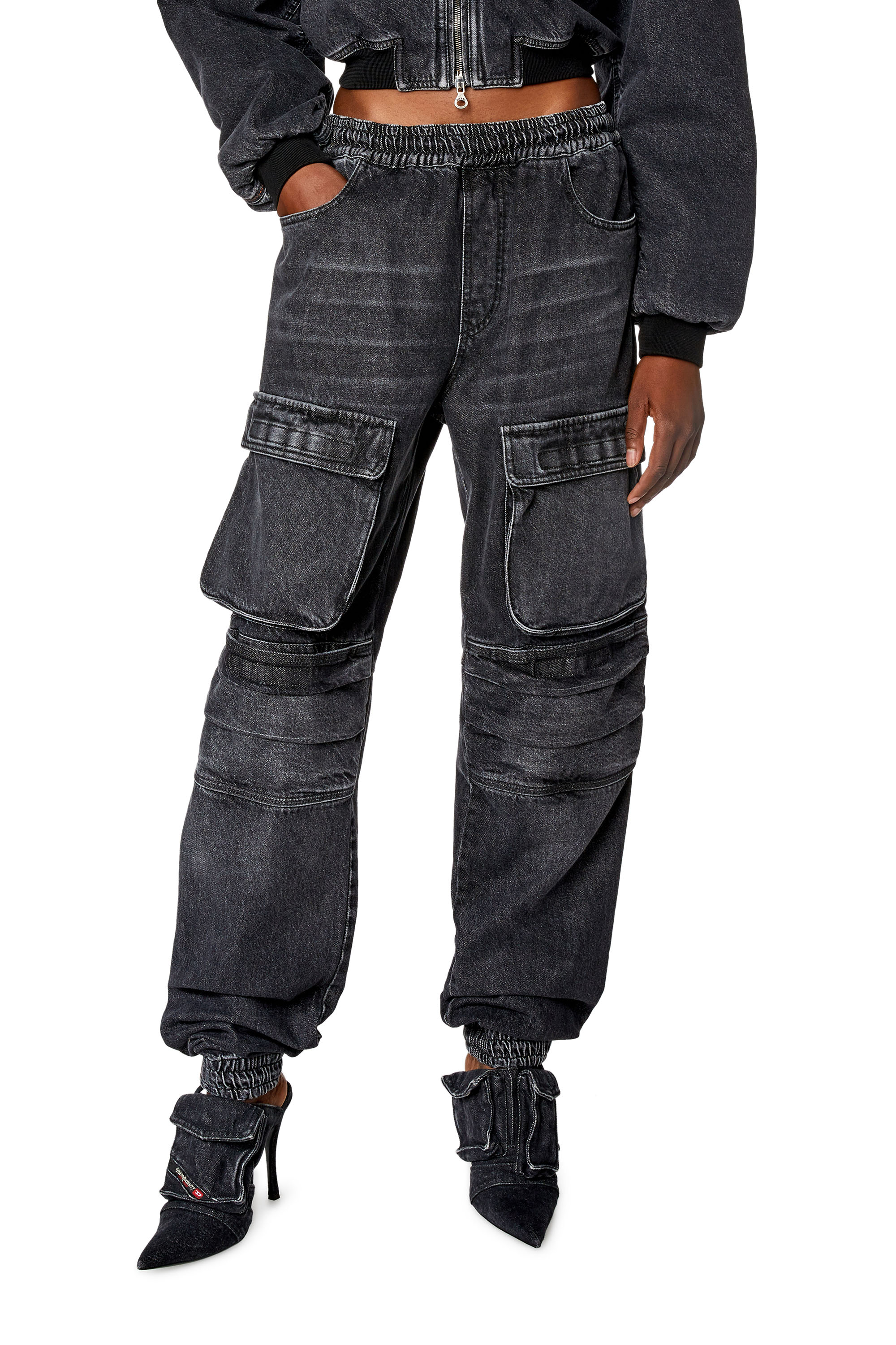 Diesel - Woman Straight Jeans D-Mirt 0HLAA, Black/Dark grey - Image 1