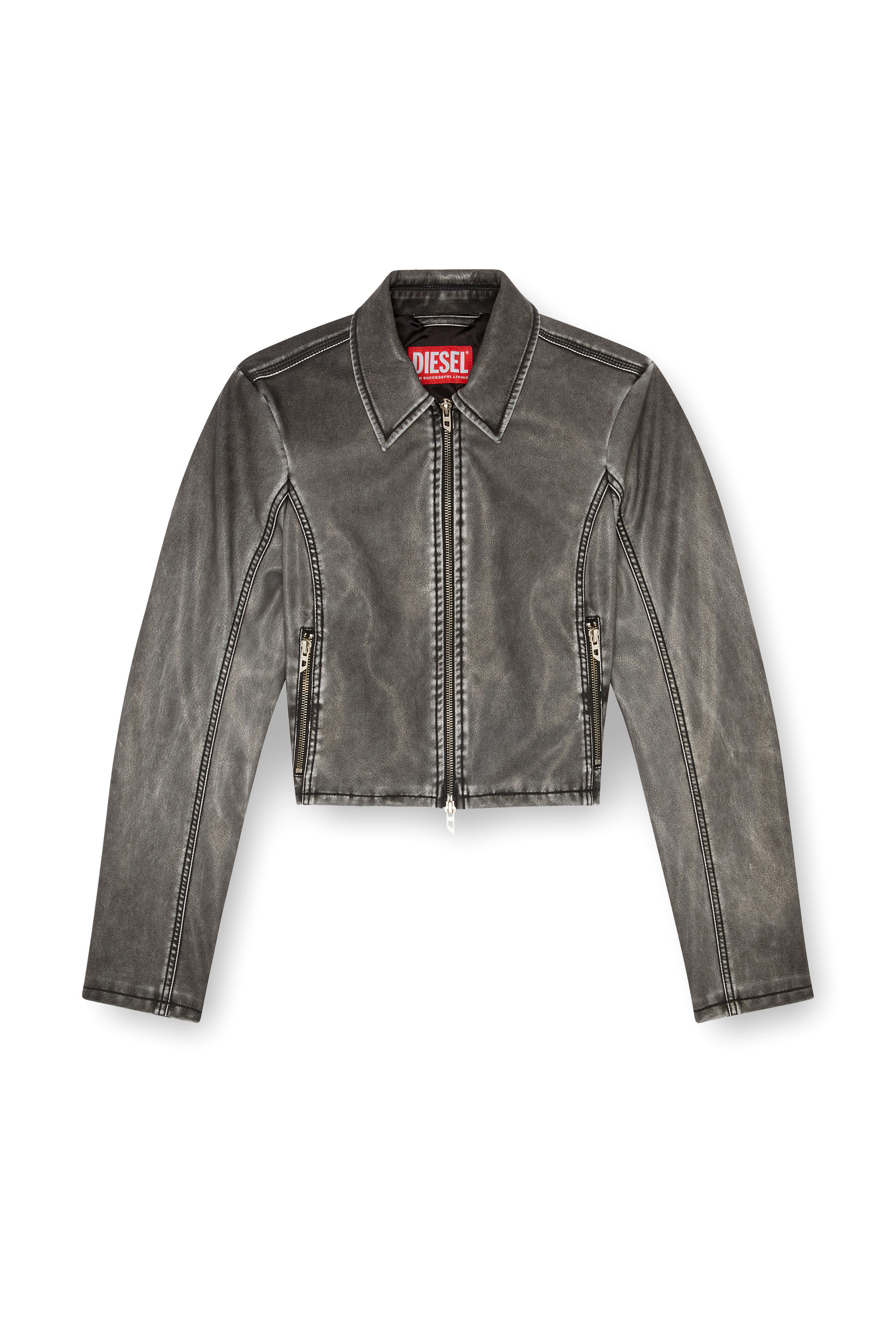 Diesel - G-OTA, Woman Cropped jacket in washed tech fabric in Black - Image 3