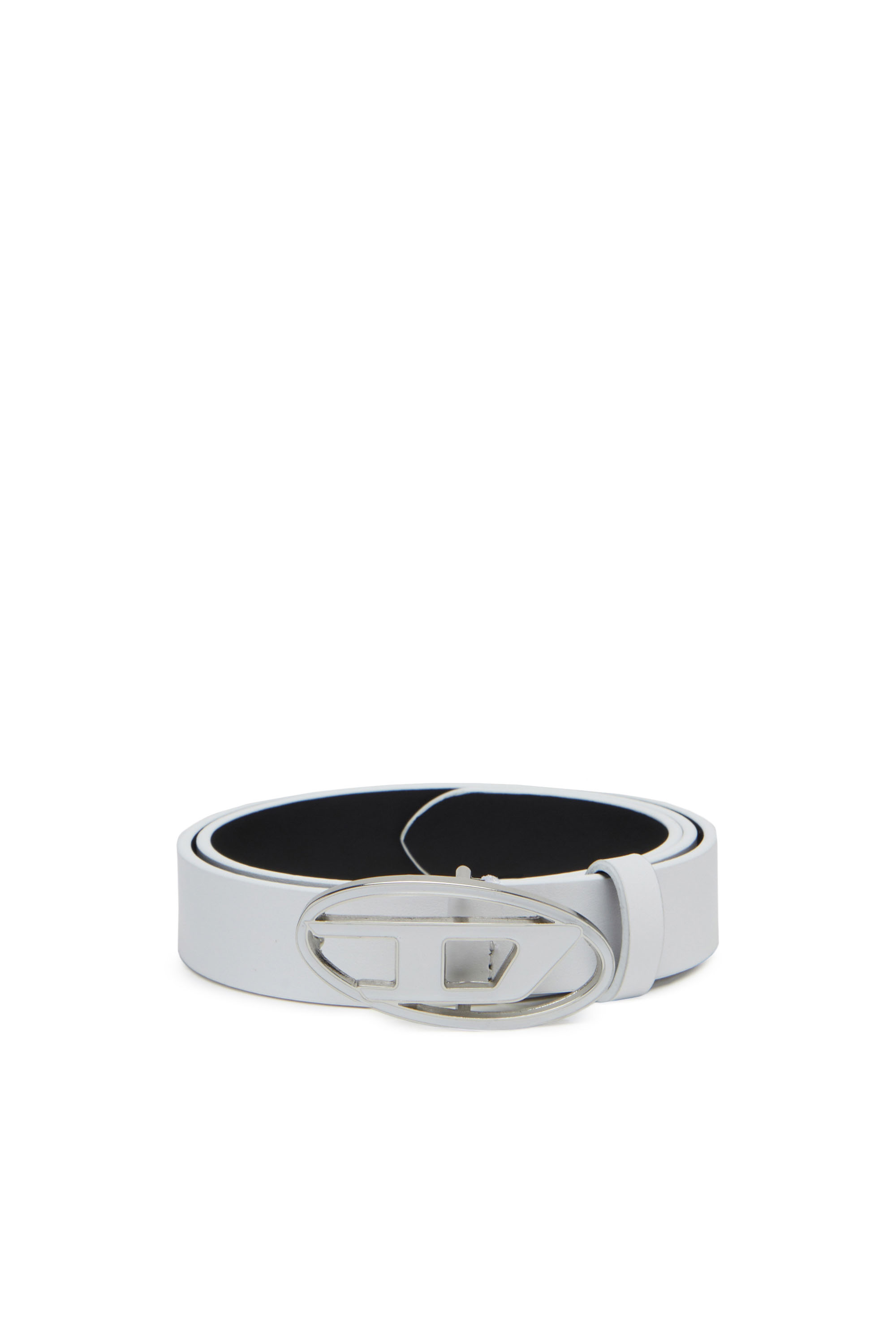 Diesel - B-1DR 25, Woman Leather belt with enamelled buckle in White - Image 1