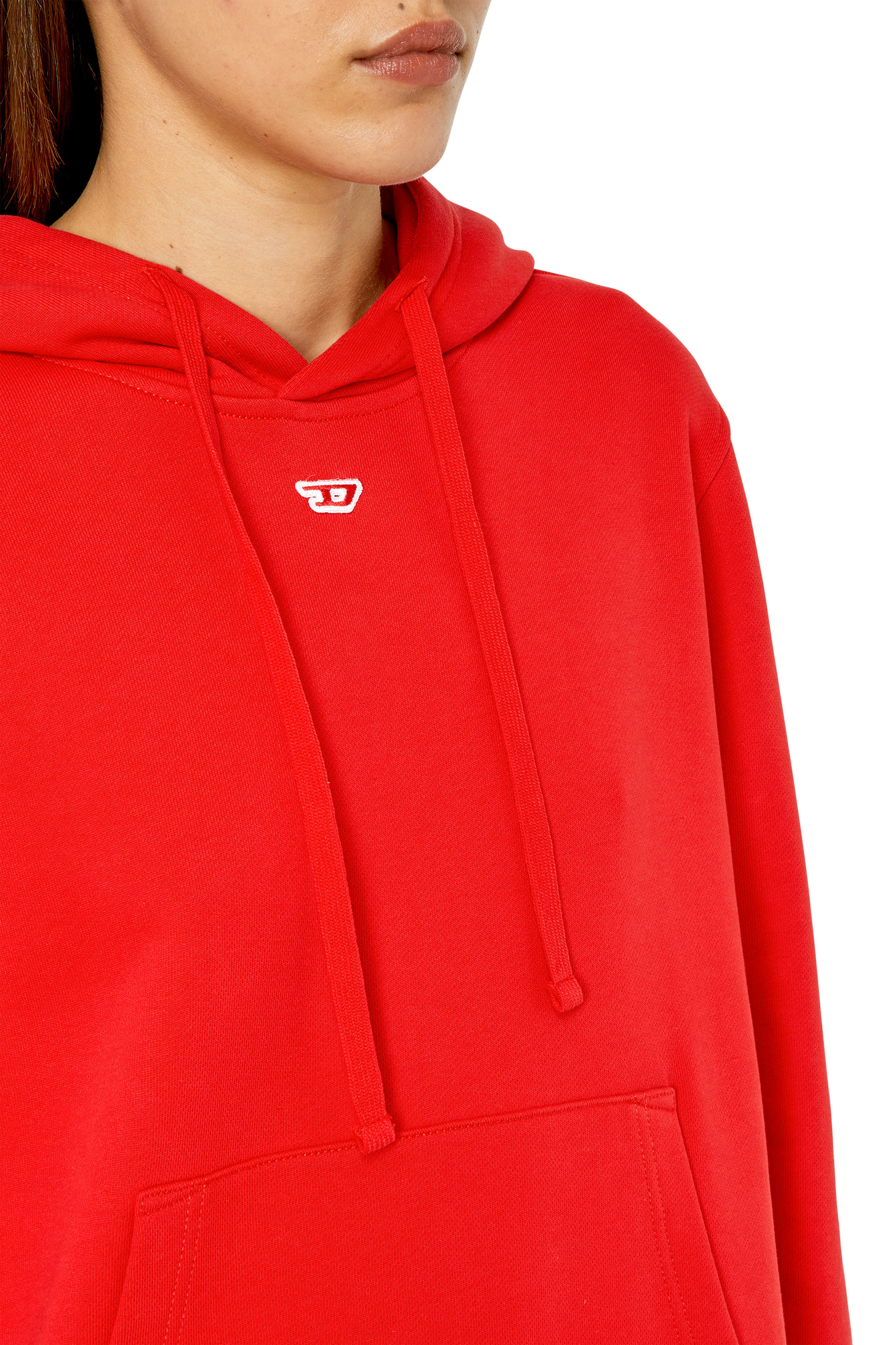 Diesel - S-GINN-HOOD-D, Woman Hoodie with embroidered D patch in Red - Image 5