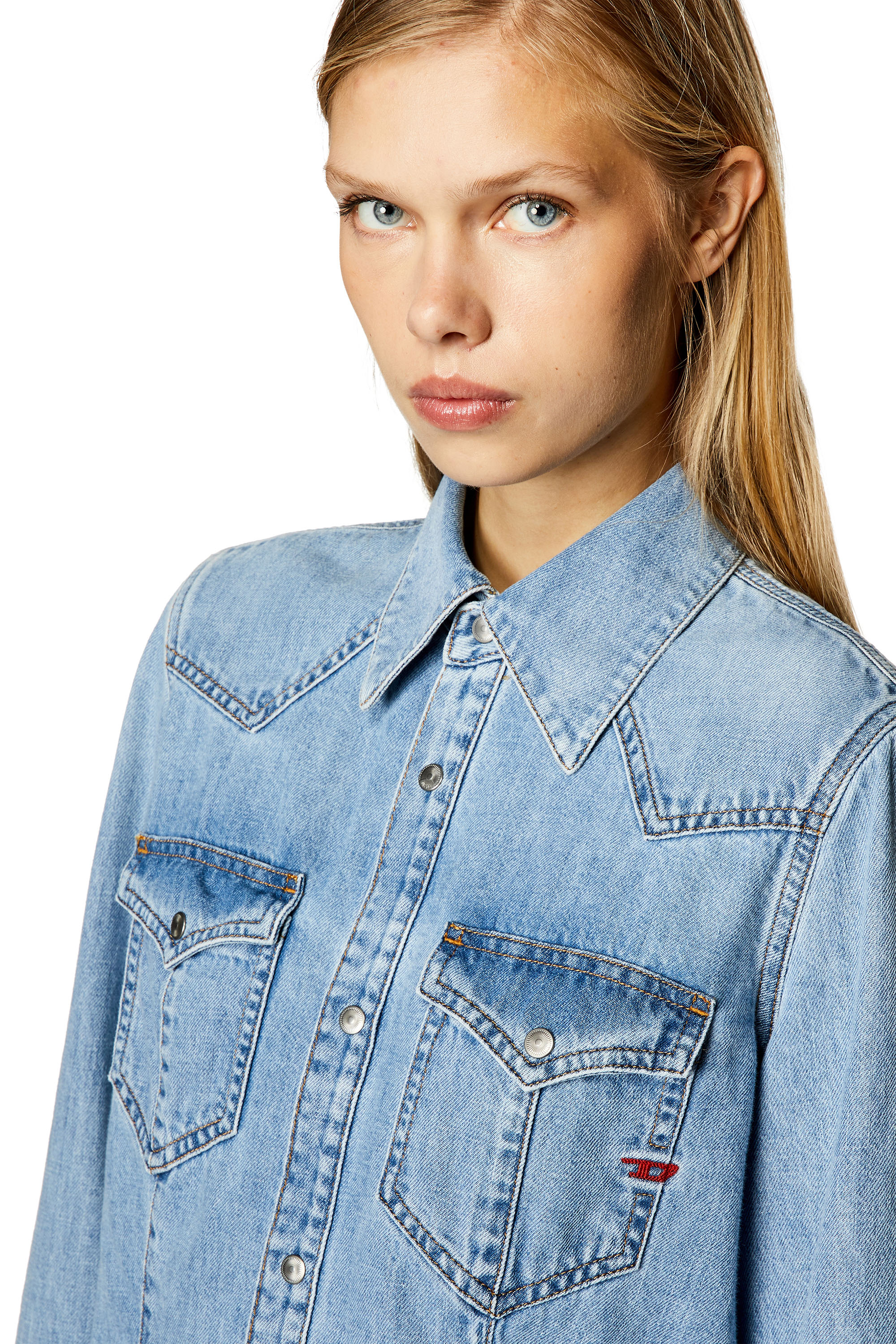 Diesel - DE-WAVES, Woman Western shirt in denim in Blue - Image 5