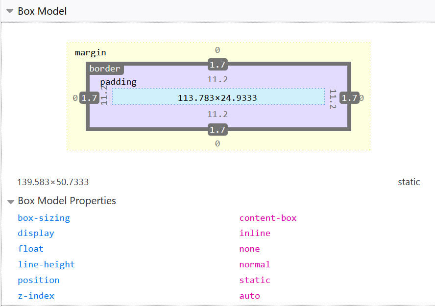 แผงเลย์เอาต์ในเครื่องมือสำหรับนักพัฒนาเว็บใน Firefox ที่แสดงขนาดขององค์ประกอบ