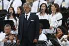 Andrea Bocelli sings before Pope Francis&#039; meeting with participants in the Renewal of the Spirit meeting in St. Peter&#039;s Square in 2015.